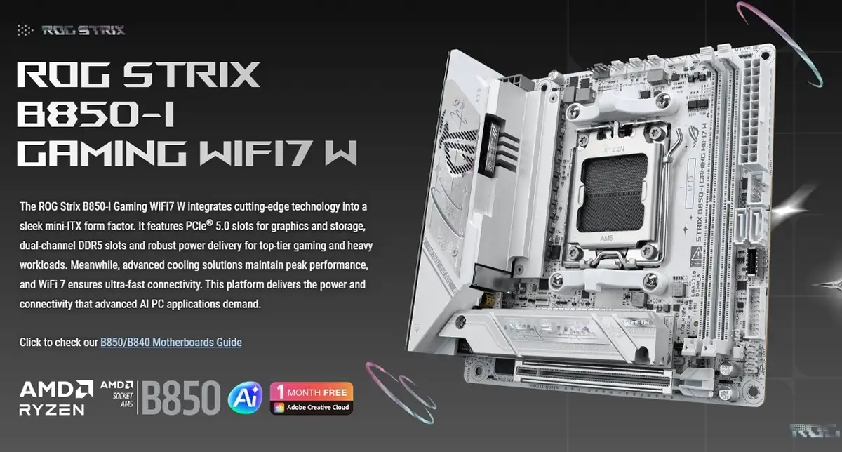 ASUS ROG Strix B850-I Gaming WiFi7 W Ryzen AM5 ATX Gaming Motherboard Price in Bangladesh